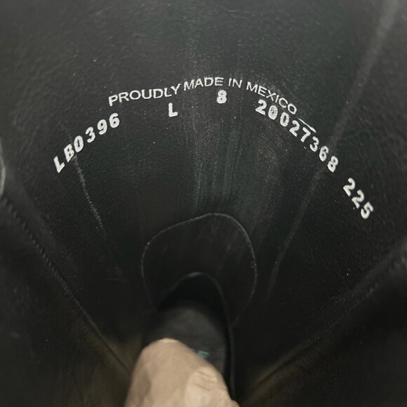 Lane Saratoga Womens Square Toe Cowboy Boots 8 Black Turquoise Western Mid Calf - Picture 10 of 12